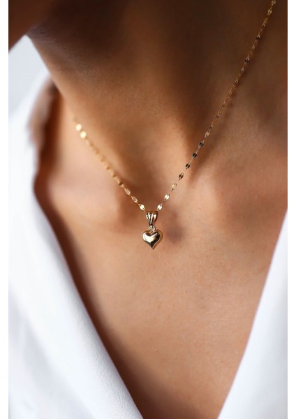 14 Ayar Kalpli Kolye Italyan Ezme Zincir Kalpli Kolye Ucu Altın Kolye fiyatları