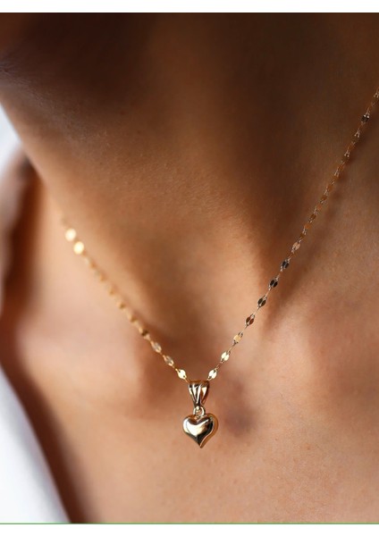 14 Ayar Kalpli Kolye Italyan Ezme Zincir Kalpli Kolye Ucu Altın Kolye modelleri