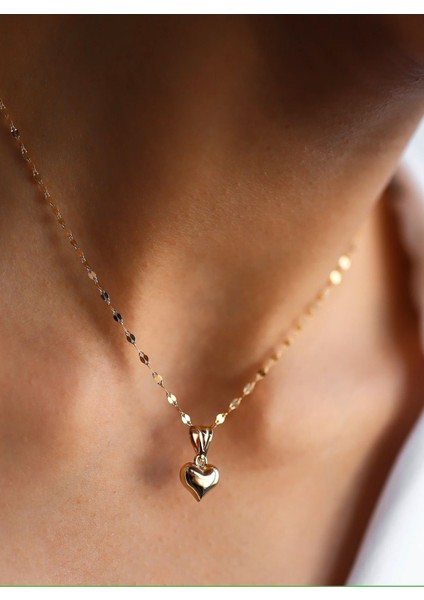 14 Ayar Kalpli Kolye Italyan Ezme Zincir Kalpli Kolye Ucu Altın Kolye fırsatları