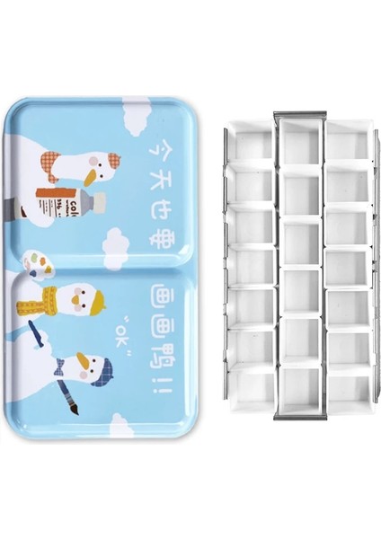 20 Tepsi Kardan Adam Stili Karikatür Yarım Tavalar Boş Palet Vaka Boyama Saklama Tepsisi Kutusu Yağ Suluboya Akrilik Boya Boyama Sanat Malzemeleri (Yurt Dışından)