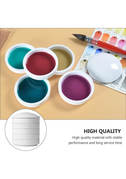 Beyaz Stil Beş Katmanlı Pigment Plakası Suluboya Pigment Tepsisi Seramik Mürekkep Bulaşık Boya Tepsisi (Yurt Dışından)