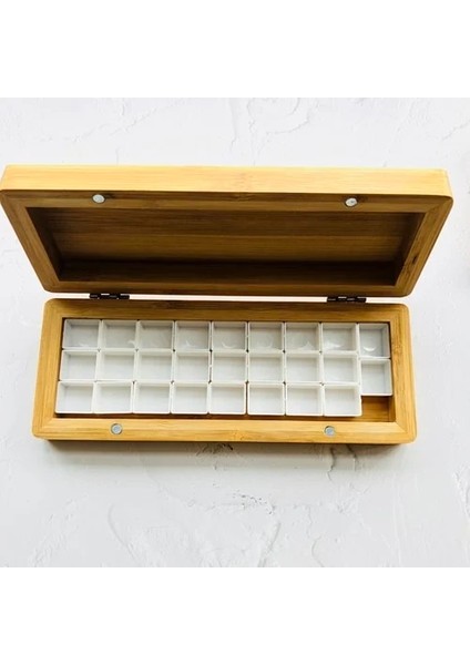 Bambu Büyük Beden Tarzı El Yapımı Ahşap Suluboya Paleti Kuzey Amerika Ceviz Pigment Kutusu Yarım Katı Acuarela Kutusu Retro Seyahat Boya Tepsisi Paletas (Yurt Dışından)