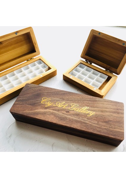 Bambu Büyük Beden Tarzı El Yapımı Ahşap Suluboya Paleti Kuzey Amerika Ceviz Pigment Kutusu Yarım Katı Acuarela Kutusu Retro Seyahat Boya Tepsisi Paletas (Yurt Dışından)