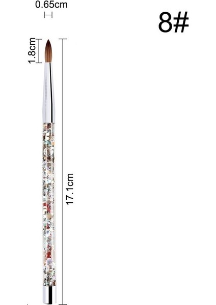 No.8 Stili Nail Art Fırça Akrilik Uv Jel Glitter Boyama Fırçaları Kristal Saplı Naylon Saç Oyma Çiçek Kalemleri Nail Art Boyama Araçları (Yurt Dışından)