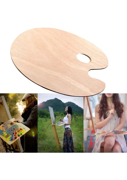 Suluboya Tepsi Yağlıboya Ahşap Sanat Malzemeleri Sanatçı Paleti Oval Başparmak Delikli Pürüzsüz Düz Akrilik (Yurt Dışından)