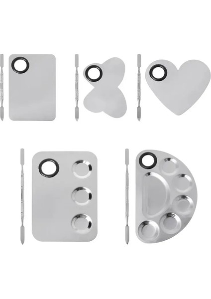 No.5 Tarzı Paslanmaz Çelik Boya Paleti Tepsisi Karıştırma Çubuğu Spatula Seti Nail Art Tedarik Suluboya Yağlıboya Makyaj Paleti (Yurt Dışından)