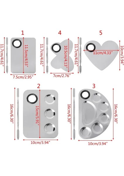 No.5 Tarzı Paslanmaz Çelik Boya Paleti Tepsisi Karıştırma Çubuğu Spatula Seti Nail Art Tedarik Suluboya Yağlıboya Makyaj Paleti (Yurt Dışından)