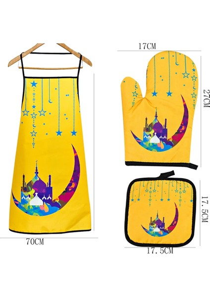Sarı-Güneş-Set Tarzı Ew Mutfak Kalınlaşma Pişirme Yüksek Sıcaklık Fırın Eldivenleri Haşlanma Önleyici Yalıtım Pedi Kirlenme Önleyici Önlük Yalıtım Seti (Yurt Dışından) fırsatları