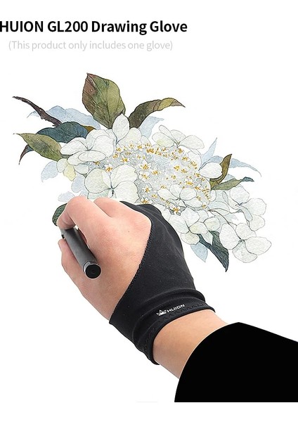 Siyah Stil Huion GL200 Iki Parmak Ücretsiz Boyut Çizim Eldiven Huion Gra Tablet Grafik Monitör Için Hafif Sweatproof Sanatçı Eldiven (Yurt Dışından) fırsatları