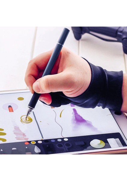 2 Parmak Kirlenme Önleyici Boyama Eldiveni, Hem Sağ Hem De Sol El Sanatçı Için Herhangi Bir Gra Çizim Tableti Için Çizim (Yurt Dışından) fiyatları