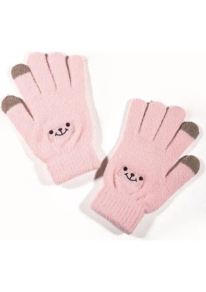 Haki Stili Kadın Kaşmir Örme Eldiven Dokunmatik Ekran Unisex Kış Eldivenleri Sıcak Yün Kalın Eldiven Cep Telefonu Tablet Pad Düz Renk (Yurt Dışından) modelleri