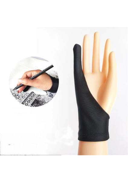 A-S Tarzı 1 Adet Siyah 2 Parmak Anti-Kirlenme Eldiven Kroki Yağlıboyalar Için Anti Dokunmatik El Çizimi Öğrencileri Dijital Tablet Yazma Eldiven (Yurt Dışından)