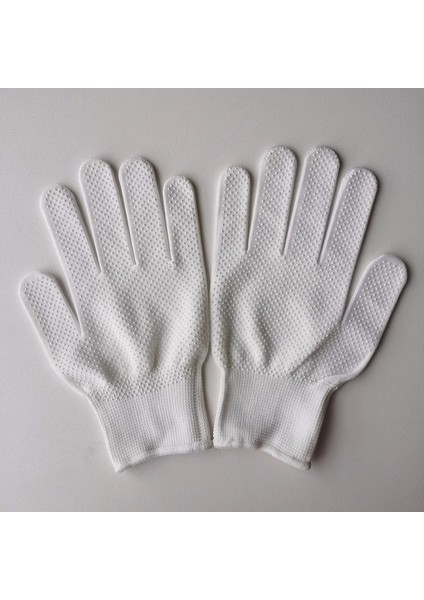 12 Çift Beyaz Stil 12 Çift Kaymaz Eldiven Naylon Çalışma Eldivenleri Ince Aşınmaya Dayanıklı Kaymaz Site Kirlenme Önleyici Hareketli Tuğla Eller Koruyucu (Yurt Dışından)