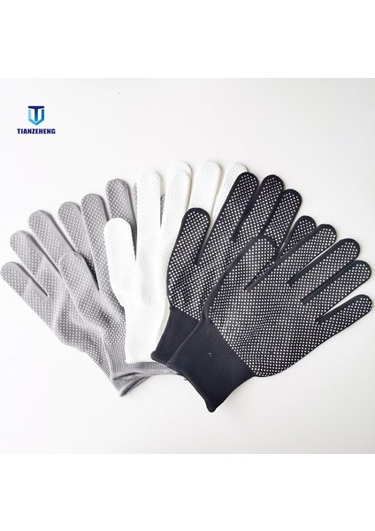 12 Çift Beyaz Stil 12 Çift Kaymaz Eldiven Naylon Çalışma Eldivenleri Ince Aşınmaya Dayanıklı Kaymaz Site Kirlenme Önleyici Hareketli Tuğla Eller Koruyucu (Yurt Dışından) fiyatları