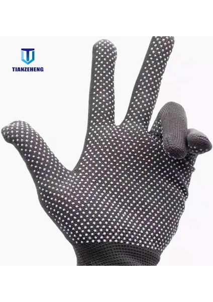 12 Çift Beyaz Stil 12 Çift Kaymaz Eldiven Naylon Çalışma Eldivenleri Ince Aşınmaya Dayanıklı Kaymaz Site Kirlenme Önleyici Hareketli Tuğla Eller Koruyucu (Yurt Dışından) modelleri