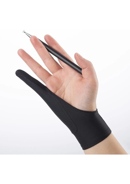 Siyah Üç Kat M Herhangi Bir Gra Çizim Tableti Için Sanatçı Çizim Eldiveni Siyah 1 Parmak Kirlenme Önleyici (Yurt Dışından)