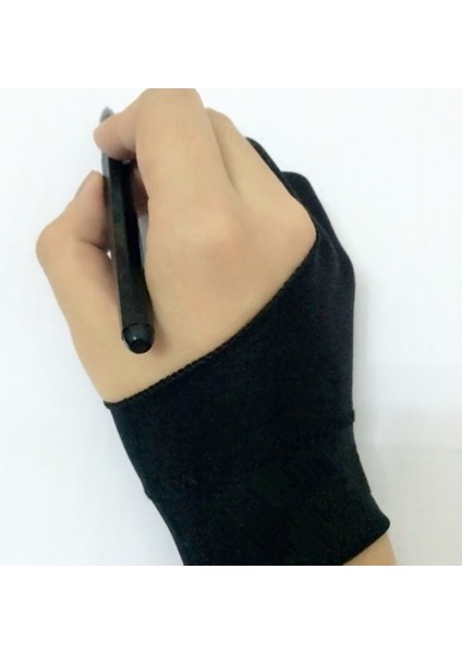 Bir Erkek Tarzı Iki Parmaklı Sanatçı Anti-Touch Eldiven Çizim Eldivenleri Için Tablet Sağ ve Sol El Eldiven Ipad Ekran Kartı Için Kirlenme Önleyici (Yurt Dışından)