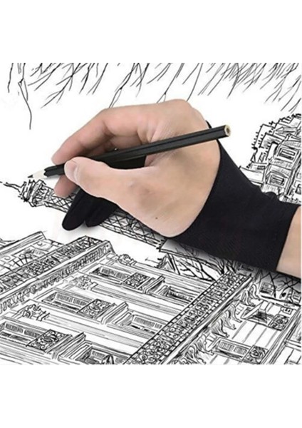 Bir Erkek Tarzı Iki Parmaklı Sanatçı Anti-Touch Eldiven Çizim Eldivenleri Için Tablet Sağ ve Sol El Eldiven Ipad Ekran Kartı Için Kirlenme Önleyici (Yurt Dışından) modelleri