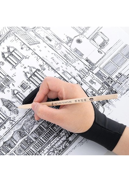 Siyah Üç Kat M Herhangi Bir Gra Çizim Tableti Için Sanatçı Çizim Eldiveni Siyah 1 Parmak Kirlenme Önleyici (Yurt Dışından) fırsatları