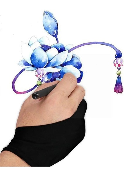 Gosterildigi Gibi 2 Adet Siyah 2 Parmak Kirlenme Önleyici Eldiven, Hem Sağ Hem De Sol El Için Sanatçı Çizimi Herhangi Bir Gra Çizim Tableti C1F3 (Yurt Dışından) fiyatları