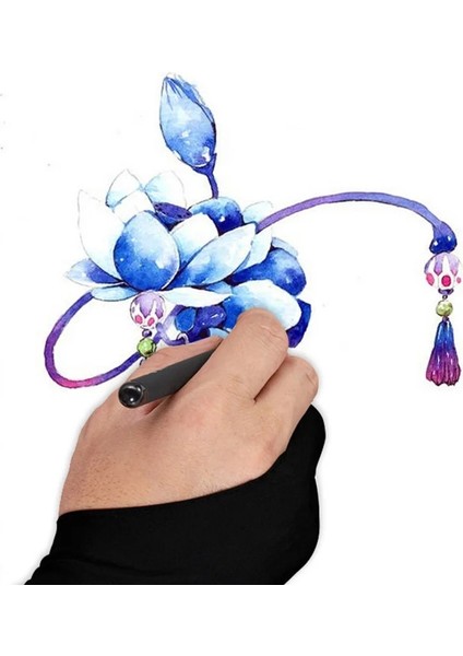 Siyah Sanatçı Siyah Için Iki Parmak Kirlenme Önleyici Eldiven Çizim ve Kalem Grafik Tablet Pad (Yurt Dışından) modelleri