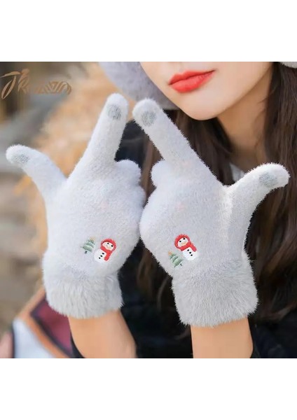 Mavi Stil Tek Boyut Kadın Kaşmir Yün Örme Eldiven Kış Sıcak Kalın Dokunmatik Ekran Eldivenleri Cep Telefonu Tablet Pad Için Katı Eldivenler (Yurt Dışından) fiyatları