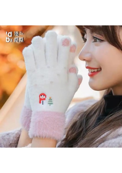 Mavi Stil Tek Boyut Kadın Kaşmir Yün Örme Eldiven Kış Sıcak Kalın Dokunmatik Ekran Eldivenleri Cep Telefonu Tablet Pad Için Katı Eldivenler (Yurt Dışından) modelleri