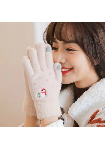 Mavi Stil Tek Boyut Kadın Kaşmir Yün Örme Eldiven Kış Sıcak Kalın Dokunmatik Ekran Eldivenleri Cep Telefonu Tablet Pad Için Katı Eldivenler (Yurt Dışından) indirimleri