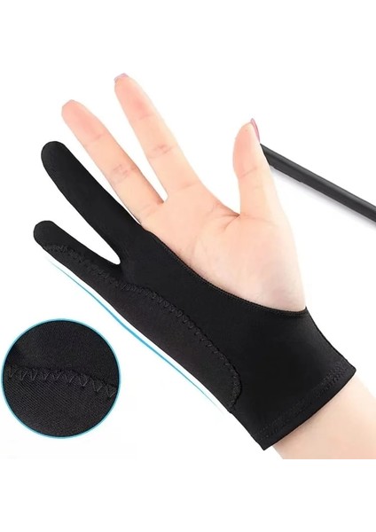 Çift Katmanlı Stil L Beden Anti-Kirlenme Anti-Mistouch Sanatçı Eldiven Çizim Için, Siyah 2 Parmak Boyama Dijital Tablet Yazma Eldiven Öğrencileri Sanat Lover Için (Yurt Dışından)
