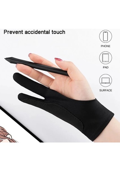 Çift Katmanlı Stil L Beden Anti-Kirlenme Anti-Mistouch Sanatçı Eldiven Çizim Için, Siyah 2 Parmak Boyama Dijital Tablet Yazma Eldiven Öğrencileri Sanat Lover Için (Yurt Dışından) fırsatları