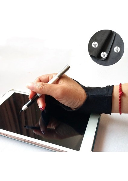Üç Katman Stili M Beden Kirlenme Önleyici Iki Parmak Eldiven Sanatçı Çizim ve Kalem Grafik Tablet Pad Ev Anti-Kirlenme Eldiven Sağ Sol El Eldiven (Yurt Dışından) indirimleri