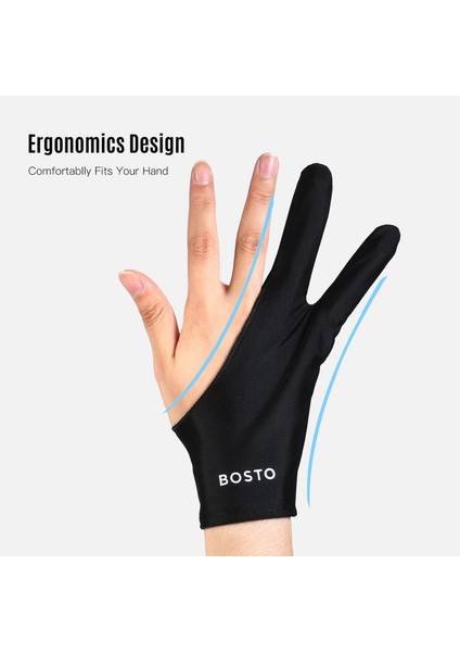 Siyah Iki Parmaklı Sanatçı Grafik Tablet Çizimi Için Dokunma Önleyici Eldiven Sağ ve Sol El Eldiven Ipad Ekran Kartı Için Kirlenme Önleyici (Yurt Dışından) modelleri