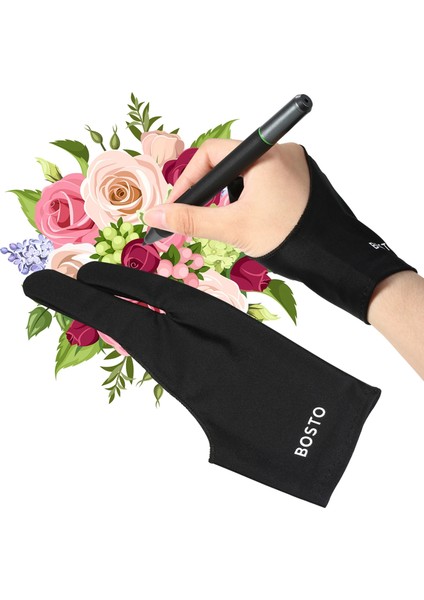 Siyah Iki Parmaklı Sanatçı Grafik Tablet Çizimi Için Dokunma Önleyici Eldiven Sağ ve Sol El Eldiven Ipad Ekran Kartı Için Kirlenme Önleyici (Yurt Dışından) fırsatları