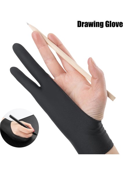 Siyah Stil Kirlenme Önleyici Iki Parmak Dokunmatik Boyama Eldiveni Çizim Tableti Için Sağ ve Sol Eldiven IPad Ekran Kartı Için Kirlenme Önleyici (Yurt Dışından) indirimleri