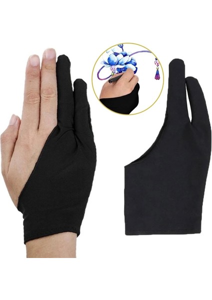 Siyah Stil L Beden 3 Renk Iki Parmak Kirlenme Önleyici Eldiven Sanatçı Çizim Kalem Grafik Tablet Pad Ev Eldivenleri Sağ Sol El Siyah Eldiven (Yurt Dışından) fırsatları