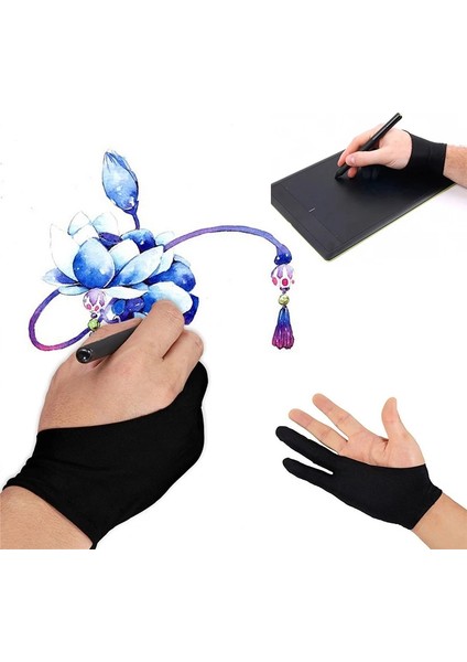 No.1 Tarzı L Beden 1 Adet Kirlenme Önleyici Iki Parmak Sanatçı Eldiven Çizim Boyama Dijital Tablet Sanat Öğrencileri Için Siyah Eldiven Yazma Sanat Lover (Yurt Dışından)