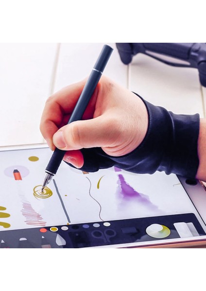 2 Parmak Kirlenme Önleyici Boyama Eldiveni, Hem Sağ Hem De Sol El Sanatçı Için Herhangi Bir Gra Çizim Tableti Için Çizim (Yurt Dışından) modelleri