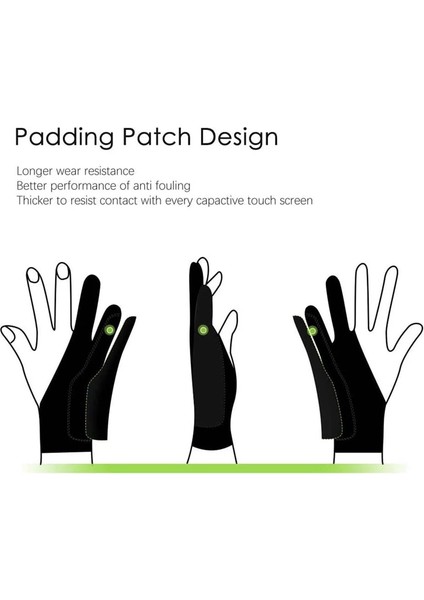 Siyah Stil 5 Paket Sanatçı Eldivenleri Tablet Dijital Çizim Eldiveni Iki Parmak Graad Için Palm Reddetme Eldiveni Kalınlaştırmak (Yurt Dışından) modelleri