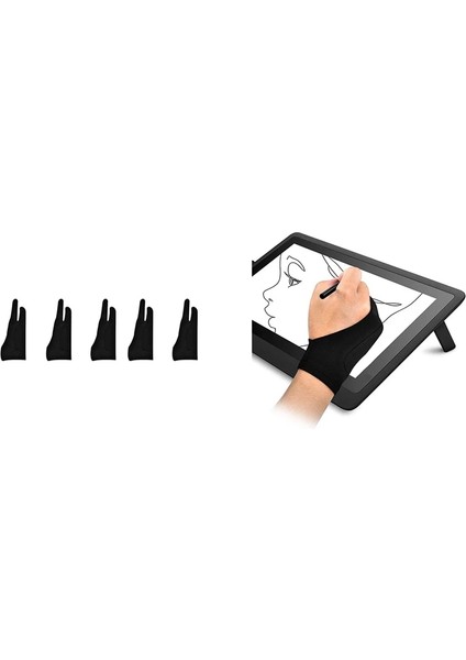 Siyah Stil 5 Paket Sanatçı Eldivenleri Tablet Dijital Çizim Eldiveni Iki Parmak Graad Için Palm Reddetme Eldiveni Kalınlaştırmak (Yurt Dışından) fırsatları