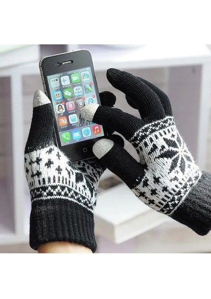 Açık Mor Tarzı Tek Boyut Kış Sıcak Eldiven Erkek Kadın Yün Örme Eldiven Şeker Renk Kar Tanesi Eldivenler Cep Telefonu Tablet Pad Için (Yurt Dışından) modelleri