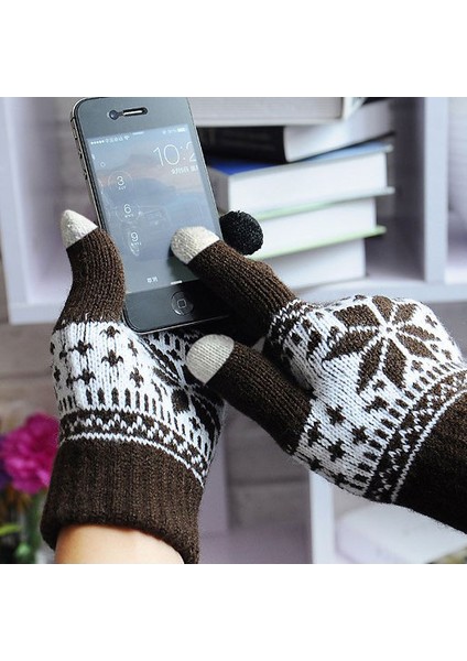 Açık Mor Tarzı Tek Boyut Kış Sıcak Eldiven Erkek Kadın Yün Örme Eldiven Şeker Renk Kar Tanesi Eldivenler Cep Telefonu Tablet Pad Için (Yurt Dışından) fırsatları