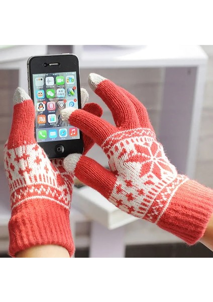 Açık Mor Tarzı Tek Boyut Kış Sıcak Eldiven Erkek Kadın Yün Örme Eldiven Şeker Renk Kar Tanesi Eldivenler Cep Telefonu Tablet Pad Için (Yurt Dışından) indirimleri