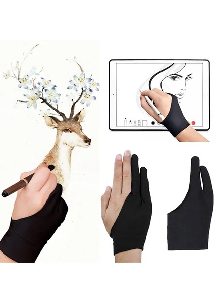 Üç Katman Stili S Beden Kirlenme Önleyici Iki Parmak Eldiven Sanatçı Çizim ve Kalem Grafik Tablet Pad Ev Anti-Kirlenme Eldiven Sağ Sol El Eldiven (Yurt Dışından) modelleri