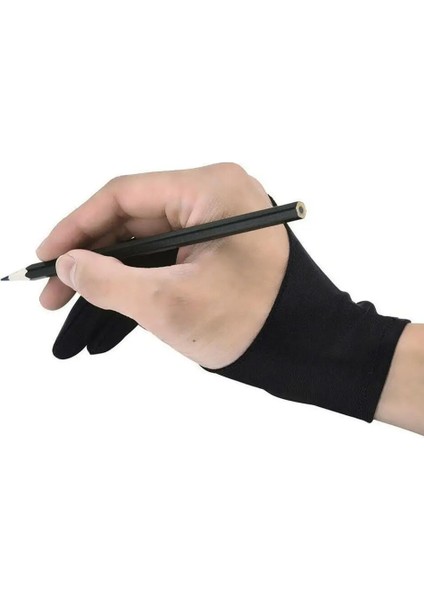 Gosterildigi Gibi 2 Adet Siyah 2 Parmak Kirlenme Önleyici Eldiven, Hem Sağ Hem De Sol El Sanatçısı Için Herhangi Bir Gra Çizim Tableti Için Çizim (Yurt Dışından) fiyatları