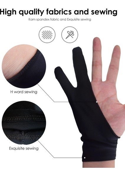 Çift Katmanlı-M Stili Iki Parmaklı Sanatçı Çizim Tableti Için Dokunma Önleyici Eldiven Sağ ve Sol El Eldiven Oyuncular Için Ipad Ekran Kartı Için Kirlenme Önleyici (Yurt Dışından) fırsatları