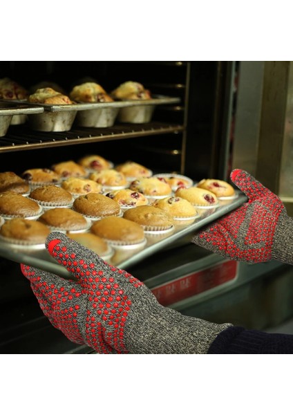 Silikon Fırın Eldivenleri Barbekü Silikon Eldivenler Yüksek Sıcaklıklar Için Kirlenme Önleyici Silikon Eldivenler Barbekü Eldivenler Yanık Koruması (Yurt Dışından)