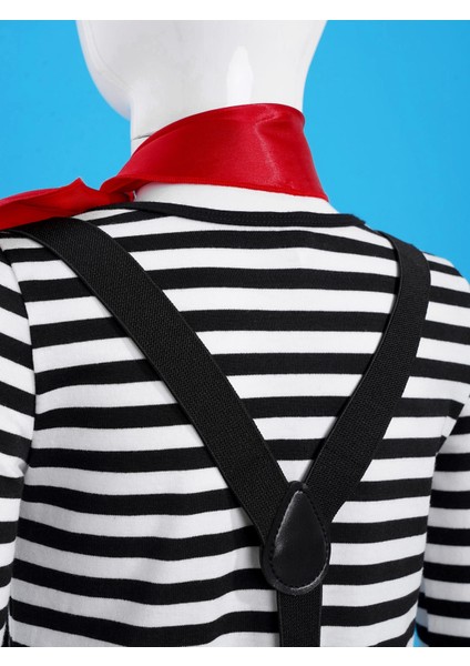 Siyah Stil No.6 Boyutu Çocuk Kız Aritist Sanatçı Palyaço Sirk Cosplay Oufit Mime Kostüm Baskı Jartiyer ile Tops Etek Eşarp Bere Şapka ve Eldiven Seti (Yurt Dışından) indirimleri