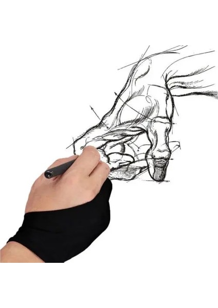 Siyah Stil Huion Grafik Tablet Için Profesyonel Sanatçı Çizim Eldiven Çizim Iki Parmak Kirlenme Önleyici Eldiven Yeni Moda (Yurt Dışından) modelleri