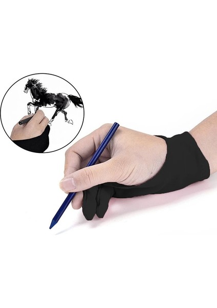 2 Adet-Siyah Stil 2 Adet Anti-Kirlenme Sanatçı Eldiven Çizim Için, Siyah 2 Parmak Boyama Dijital Tablet Sanat Öğrencileri Sanat Lover Için Yazma Eldiven (Yurt Dışından)