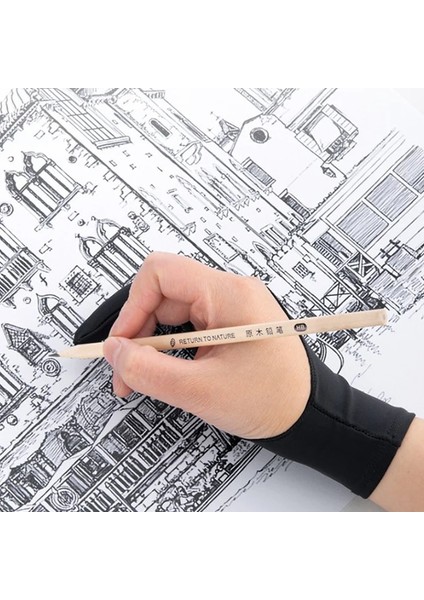 Bm Sanatçı Çizim Eldiveni Iki Parmak Eldiven Sanat Çizim Eldivenleri 2 Parmak Bulaşma Önleyici Sol ve Sağ El Siyah 1 Parmak Kirlenme Önleyici (Yurt Dışından) fiyatları